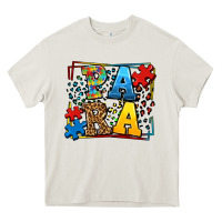 Cream autism leopard frame para Heavy Core Tee - LillyAllenDesigns