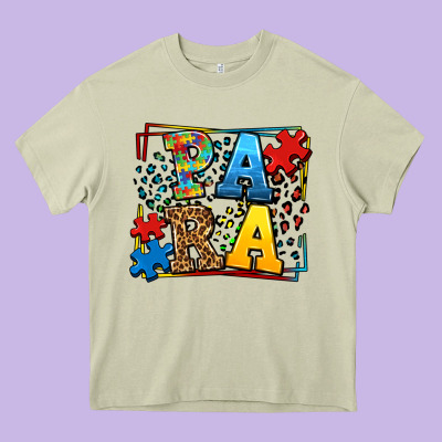 Autism Leopard Frame Para Heavy Core Tee Designed By Lillyallendesigns