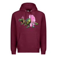 Burgundy Balerina T-Rex Dinosaur With Tutu Premium Hoodie - RanaPortraitStore