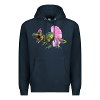 Navy Balerina T-Rex Dinosaur With Tutu Premium Hoodie - RanaPortraitStore