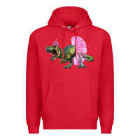 Red Balerina T-Rex Dinosaur With Tutu Premium Hoodie - RanaPortraitStore