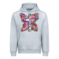 Heather Grey faith butterfly cross Urban Hoodie - Zillion Design Studio