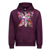 Mauve Wine faith butterfly cross Urban Hoodie - Zillion Design Studio