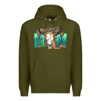Army Green mom with bull skull Premium Hoodie - Zillion Design Studio