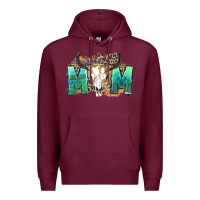 Burgundy mom with bull skull Premium Hoodie - Zillion Design Studio