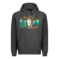Charcoal Heather mom with bull skull Premium Hoodie - Zillion Design Studio