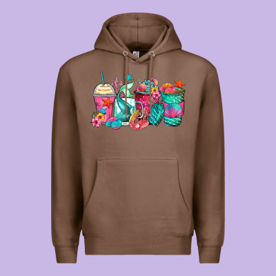 Mermaid Tail Coffee Cups Premium Hoodie Designed By Zillion Design Studio