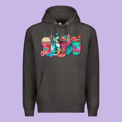 Mermaid Tail Coffee Cups Premium Hoodie Designed By Zillion Design Studio