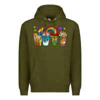 Army Green lgbtq coffee drinks Premium Hoodie - texasbilliewilder