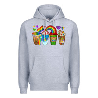 Heather Grey lgbtq coffee drinks Premium Hoodie - texasbilliewilder