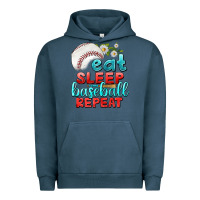 Pigment Midnight Navy eat sleep baseball repeat Urban Hoodie - texasbilliewilder