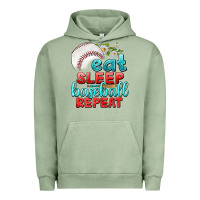 Pigment Oil Green eat sleep baseball repeat Urban Hoodie - texasbilliewilder
