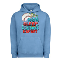 Pigment Pebble Blue eat sleep baseball repeat Urban Hoodie - texasbilliewilder