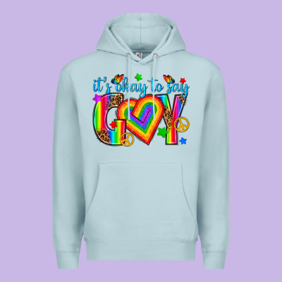 Its Okay To Say Gay Premium Hoodie Designed By Texasbilliewilder