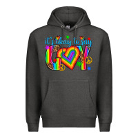 Charcoal Heather its okay to say gay Premium Hoodie - texasbilliewilder