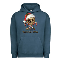 Pigment Midnight Navy merry christmas skull Urban Hoodie - RanaPortraitStore