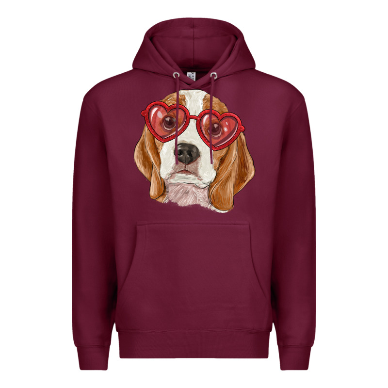 Beagle With Love Glasses Premium Hoodie by RanaPortraitStore | Teevron