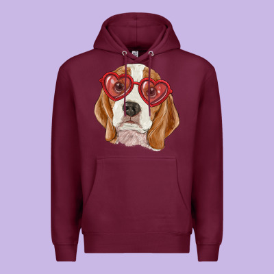 Beagle With Love Glasses Premium Hoodie Designed By Ranaportraitstore