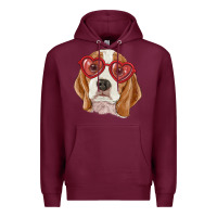 Burgundy Beagle with love glasses Premium Hoodie - RanaPortraitStore