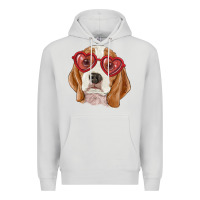 Dove Grey Beagle with love glasses Premium Hoodie - RanaPortraitStore