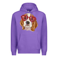Purple Beagle with love glasses Premium Hoodie - RanaPortraitStore