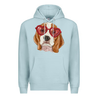 Blue Mist Beagle with love glasses Premium Hoodie - RanaPortraitStore