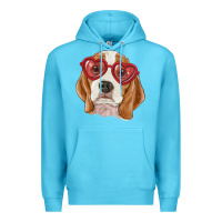 Ocean Blue Beagle with love glasses Premium Hoodie - RanaPortraitStore