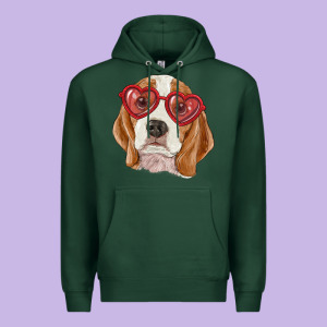 Beagle With Love Glasses Premium Hoodie Designed By Ranaportraitstore