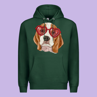 Beagle With Love Glasses Premium Hoodie Designed By Ranaportraitstore