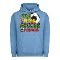 Pigment Pebble Blue eat sleep soccer repeat Urban Hoodie - texasbilliewilder
