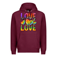 Burgundy love is love with hearts Premium Hoodie - texasbilliewilder