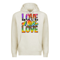 Oatmeal Heather love is love with hearts Premium Hoodie - texasbilliewilder
