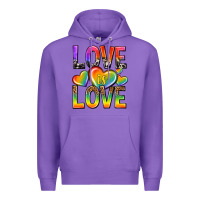 Purple love is love with hearts Premium Hoodie - texasbilliewilder