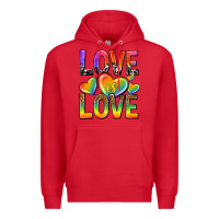 Red love is love with hearts Premium Hoodie - texasbilliewilder