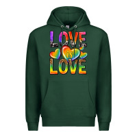 Sports Green love is love with hearts Premium Hoodie - texasbilliewilder