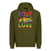 Army Green love is love with hearts Premium Hoodie - texasbilliewilder