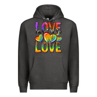 Charcoal Heather love is love with hearts Premium Hoodie - texasbilliewilder