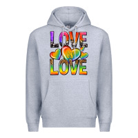 Heather Grey love is love with hearts Premium Hoodie - texasbilliewilder