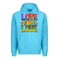Ocean Blue love is love with hearts Premium Hoodie - texasbilliewilder
