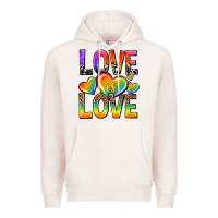 Pale Pink love is love with hearts Premium Hoodie - texasbilliewilder