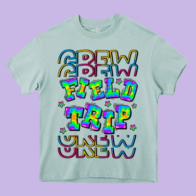 Crew Field Trip Heavy Core Tee Designed By Cowhidedigitalart
