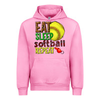 Fuchsia Pink eat sleep softball repeat Urban Hoodie - texasbilliewilder