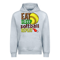 Heather Grey eat sleep softball repeat Urban Hoodie - texasbilliewilder