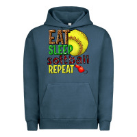 Pigment Midnight Navy eat sleep softball repeat Urban Hoodie - texasbilliewilder