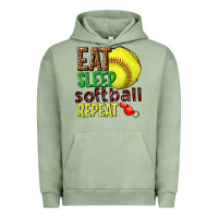 Pigment Oil Green eat sleep softball repeat Urban Hoodie - texasbilliewilder