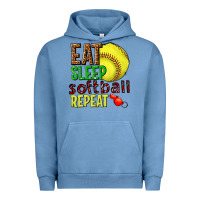 Pigment Pebble Blue eat sleep softball repeat Urban Hoodie - texasbilliewilder