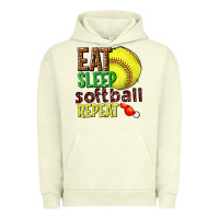 Pigment Pistachio eat sleep softball repeat Urban Hoodie - texasbilliewilder
