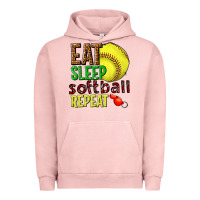 Pigment Salmon eat sleep softball repeat Urban Hoodie - texasbilliewilder