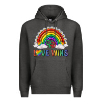 Charcoal Heather love wins with daisy and heart Premium Hoodie - texasbilliewilder