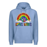 Colony Blue love wins with daisy and heart Premium Hoodie - texasbilliewilder